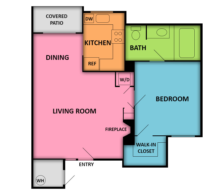 Visual schematic of the 2 Bed 2 Bath apartment layout at Ciel Apartments Las Vegas