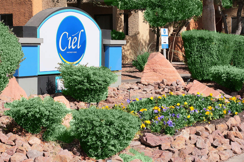 Exterior photo of Ciel Apartment Homes Courtyard 1