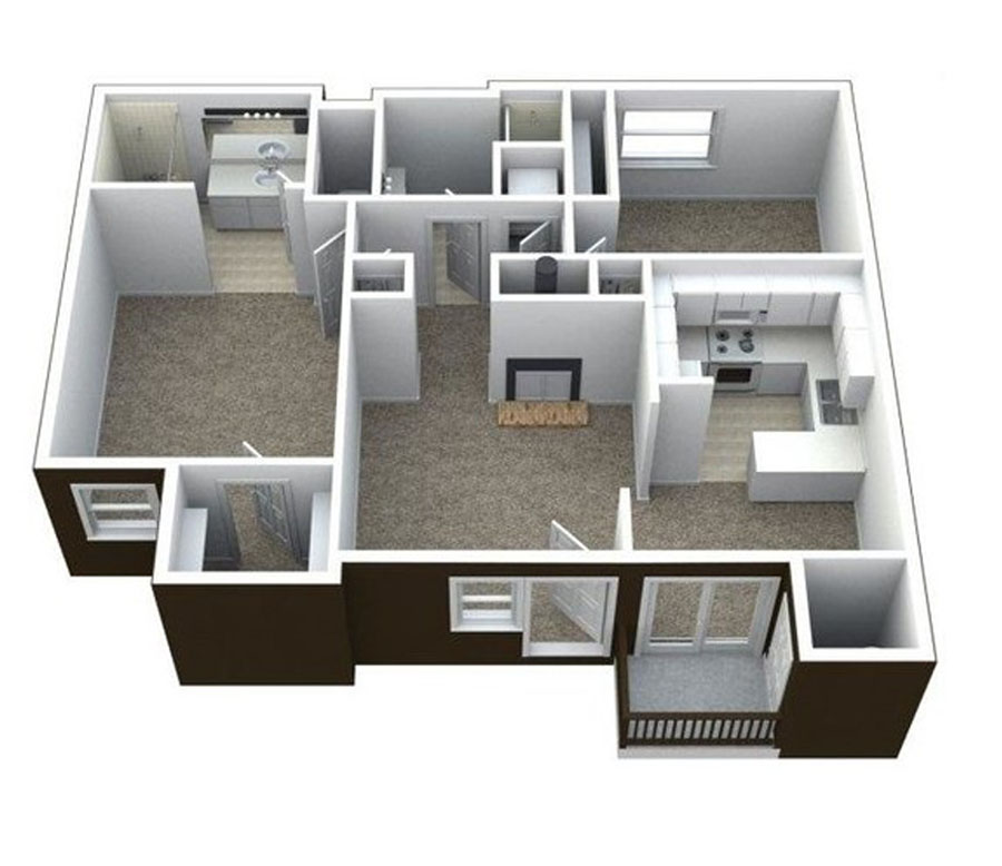 This image is the visual 3D representation of 5155 Escondido St. in Ciel Apartments.